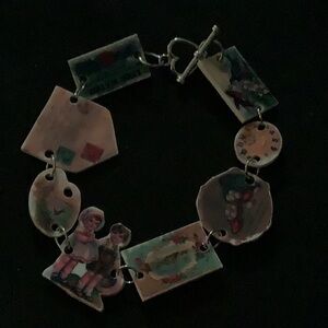 Handmade charm bracelet with T-Bar Closure. (One of a Kind)